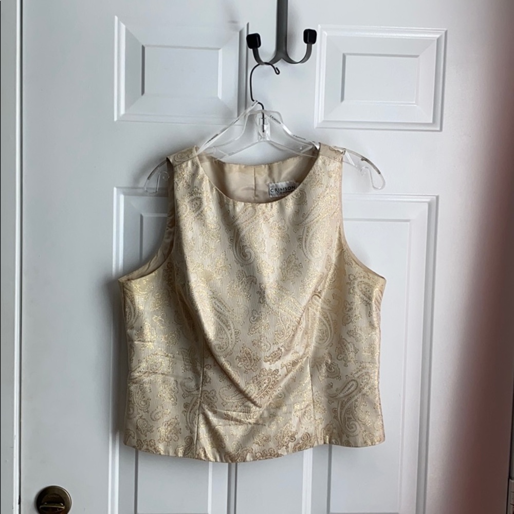 Two piece gold shirt and skirt set